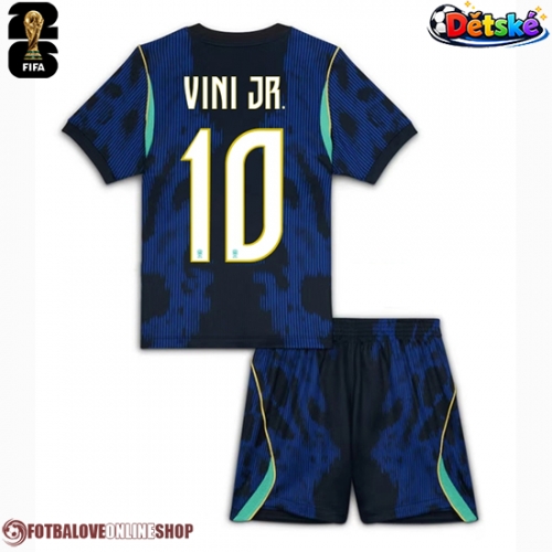 Brazílie Vinicius Junior #10 Venkovní dres komplet pro Děti MS 2026 Krátkým Rukávem (+ Krátké kalhoty)