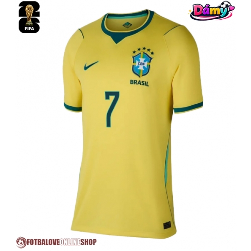 Brazílie Vinicius Junior #7 Domácí Dres pro Dámy MS 2026 Krátkým Rukávem