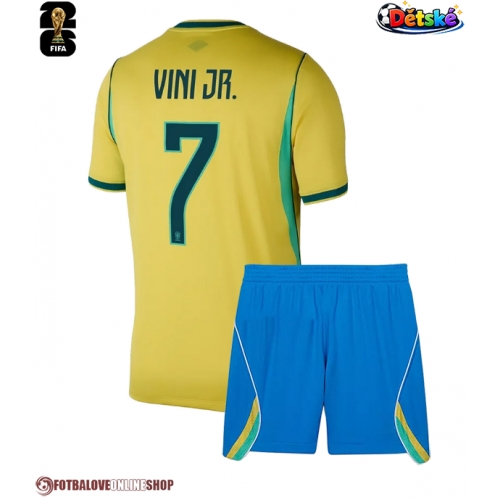 Brazílie Vinicius Junior #7 Domácí dres komplet pro Děti MS 2026 Krátkým Rukávem (+ Krátké kalhoty)