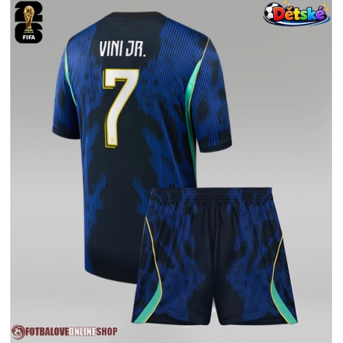 Brazílie Vinicius Junior #7 Venkovní dres komplet pro Děti MS 2026 Krátkým Rukávem (+ Krátké kalhoty)