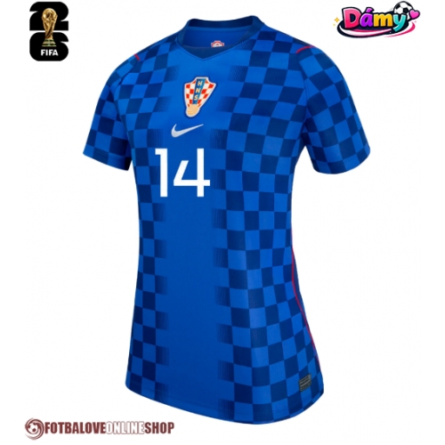 Chorvatsko Ivan Perisic #14 Venkovní Dres pro Dámy MS 2026 Krátkým Rukávem