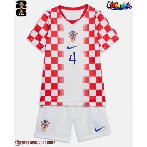 Chorvatsko Josko Gvardiol #4 Domácí dres komplet pro Děti MS 2026 Krátkým Rukávem (+ Krátké kalhoty)