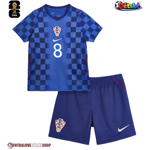 Chorvatsko Mateo Kovacic #8 Venkovní dres komplet pro Děti MS 2026 Krátkým Rukávem (+ Krátké kalhoty)