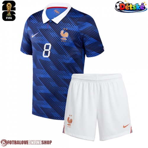 Francie Aurelien Tchouameni #8 Domácí dres komplet pro Děti MS 2026 Krátkým Rukávem (+ Krátké kalhoty)