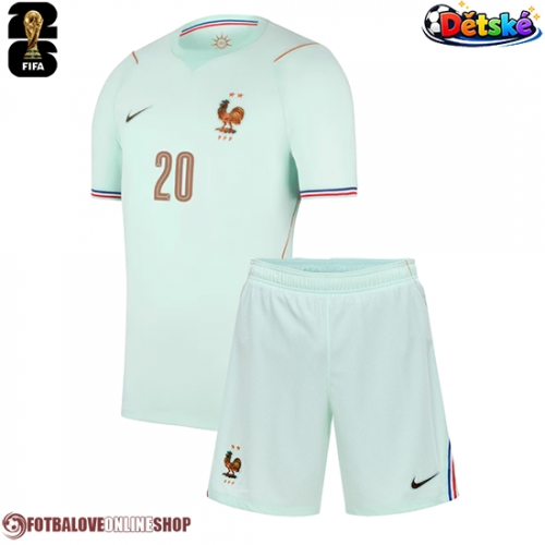 Francie Desire Doue #20 Venkovní dres komplet pro Děti MS 2026 Krátkým Rukávem (+ Krátké kalhoty)