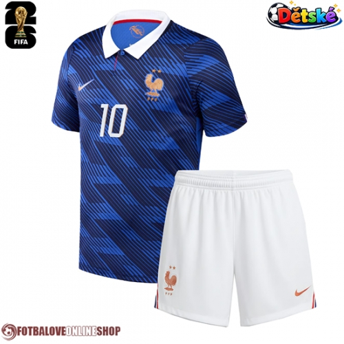 Francie Kylian Mbappe #10 Domácí dres komplet pro Děti MS 2026 Krátkým Rukávem (+ Krátké kalhoty)