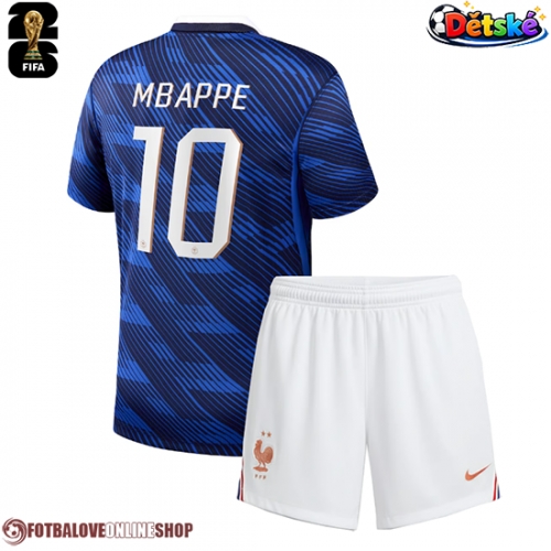 Francie Kylian Mbappe #10 Domácí dres komplet pro Děti MS 2026 Krátkým Rukávem (+ Krátké kalhoty)