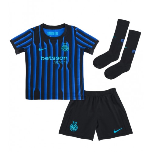 Inter Milan Alessandro Bastoni #95 Domácí dres komplet pro Děti 2025-26 Krátkým Rukávem (+ Krátké kalhoty)