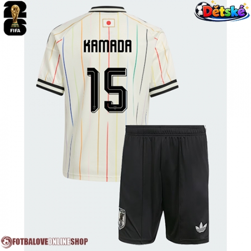 Japonsko Daichi Kamada #15 Venkovní dres komplet pro Děti MS 2026 Krátkým Rukávem (+ Krátké kalhoty)