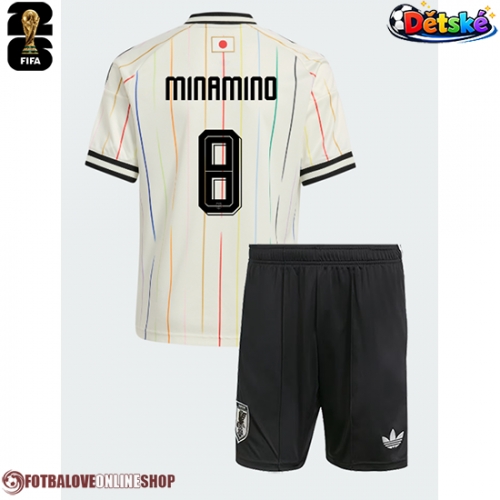 Japonsko Takumi Minamino #8 Venkovní dres komplet pro Děti MS 2026 Krátkým Rukávem (+ Krátké kalhoty)