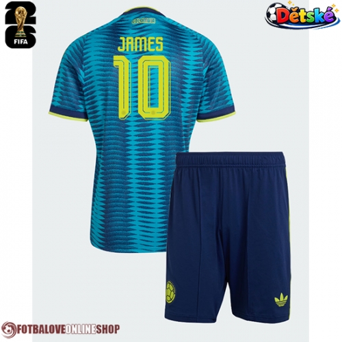Kolumbie James Rodriguez #10 Venkovní dres komplet pro Děti MS 2026 Krátkým Rukávem (+ Krátké kalhoty)