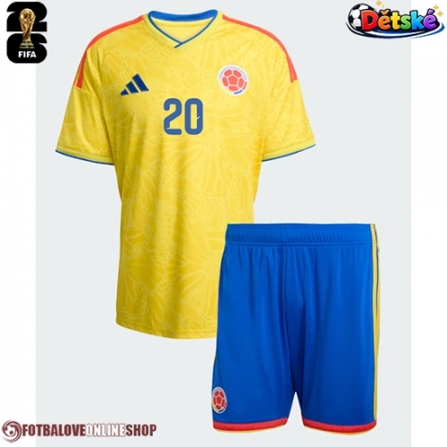 Kolumbie Juan Fernando Quintero #20 Domácí dres komplet pro Děti MS 2026 Krátkým Rukávem (+ Krátké kalhoty)