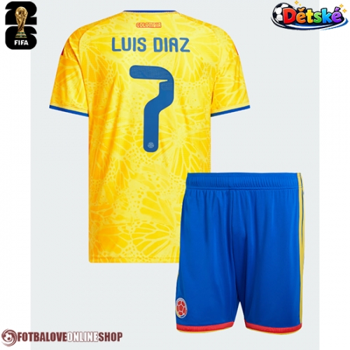 Kolumbie Luis Diaz #7 Domácí dres komplet pro Děti MS 2026 Krátkým Rukávem (+ Krátké kalhoty)