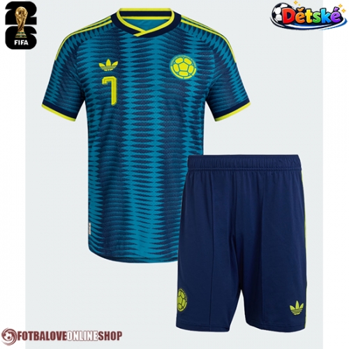 Kolumbie Luis Diaz #7 Venkovní dres komplet pro Děti MS 2026 Krátkým Rukávem (+ Krátké kalhoty)