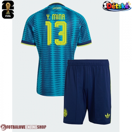 Kolumbie Yerry Mina #13 Venkovní dres komplet pro Děti MS 2026 Krátkým Rukávem (+ Krátké kalhoty)