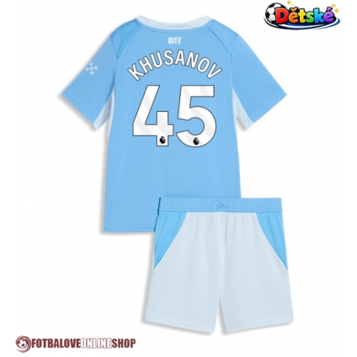 Manchester City Abdukodir Khusanov #45 Domácí dres komplet pro Děti 2026-27 Krátkým Rukávem (+ Krátké kalhoty)