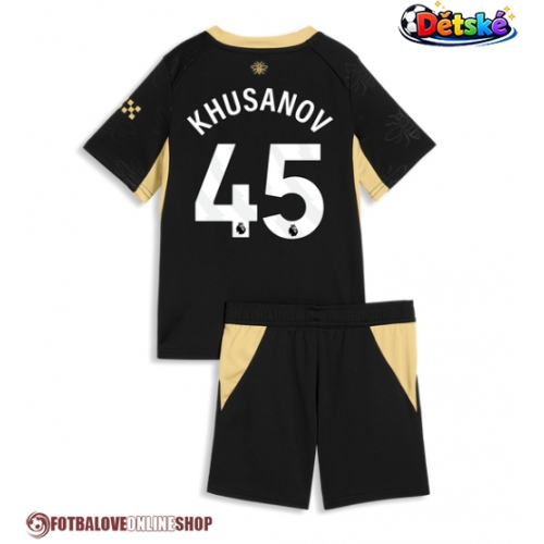Manchester City Abdukodir Khusanov #45 Venkovní dres komplet pro Děti 2026-27 Krátkým Rukávem (+ Krátké kalhoty)