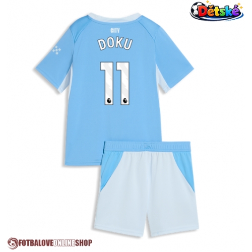 Manchester City Jeremy Doku #11 Domácí dres komplet pro Děti 2026-27 Krátkým Rukávem (+ Krátké kalhoty)