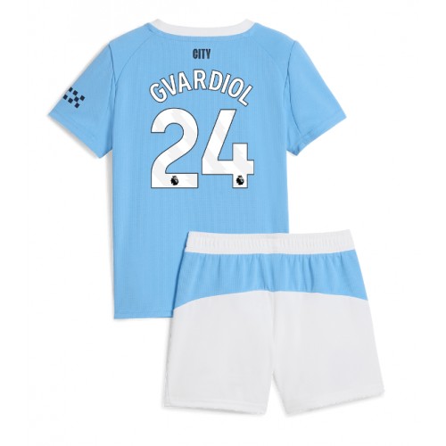 Manchester City Josko Gvardiol #24 Domácí dres komplet pro Děti 2025-26 Krátkým Rukávem (+ Krátké kalhoty) Manchester City Josko Gvardiol #24 Domácí dres komplet pro Děti 2025-26 Krátkým Rukávem (+ Krátké kalhoty)
