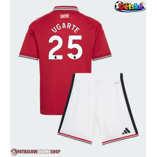 Manchester United Manuel Ugarte #25 Domácí dres komplet pro Děti 2026-27 Krátkým Rukávem (+ Krátké kalhoty)