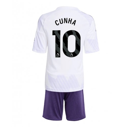 Manchester United Matheus Cunha #10 Venkovní dres komplet pro Děti 2025-26 Krátkým Rukávem (+ Krátké kalhoty)