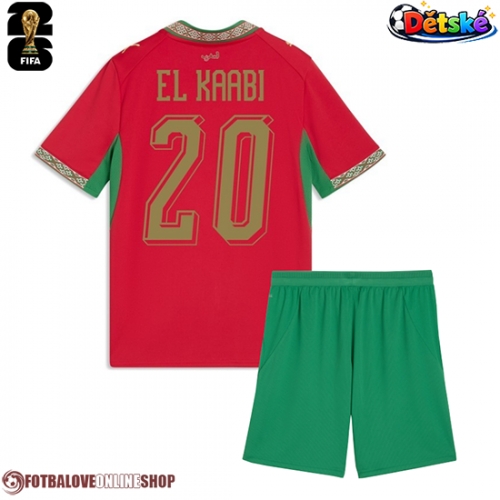 Maroko Ayoub El Kaabi #20 Domácí dres komplet pro Děti MS 2026 Krátkým Rukávem (+ Krátké kalhoty)