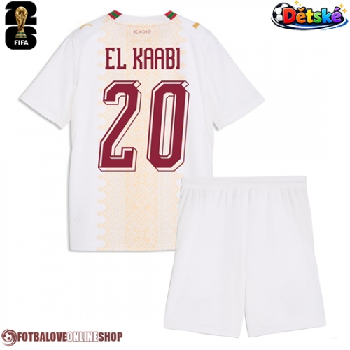 Maroko Ayoub El Kaabi #20 Venkovní dres komplet pro Děti MS 2026 Krátkým Rukávem (+ Krátké kalhoty)