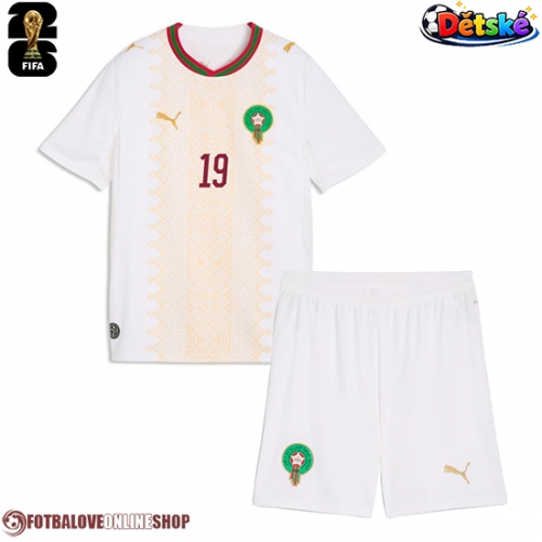 Maroko Youssef En-Nesyri #19 Venkovní dres komplet pro Děti MS 2026 Krátkým Rukávem (+ Krátké kalhoty)