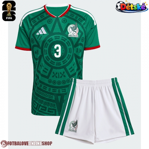 Mexiko Cesar Montes #3 Domácí dres komplet pro Děti MS 2026 Krátkým Rukávem (+ Krátké kalhoty)