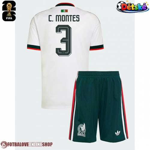 Mexiko Cesar Montes #3 Venkovní dres komplet pro Děti MS 2026 Krátkým Rukávem (+ Krátké kalhoty)
