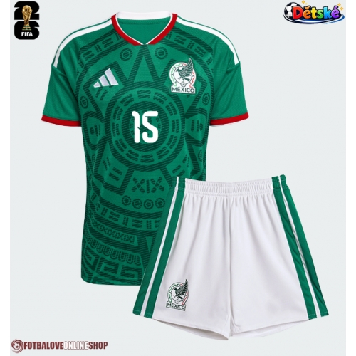 Mexiko Israel Reyes #15 Domácí dres komplet pro Děti MS 2026 Krátkým Rukávem (+ Krátké kalhoty)