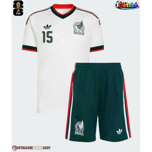 Mexiko Israel Reyes #15 Venkovní dres komplet pro Děti MS 2026 Krátkým Rukávem (+ Krátké kalhoty)