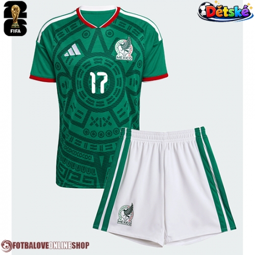 Mexiko Orbelin Pineda #17 Domácí dres komplet pro Děti MS 2026 Krátkým Rukávem (+ Krátké kalhoty)