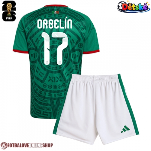 Mexiko Orbelin Pineda #17 Domácí dres komplet pro Děti MS 2026 Krátkým Rukávem (+ Krátké kalhoty)