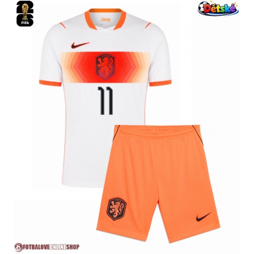 Nizozemsko Cody Gakpo #11 Venkovní dres komplet pro Děti MS 2026 Krátkým Rukávem (+ Krátké kalhoty)