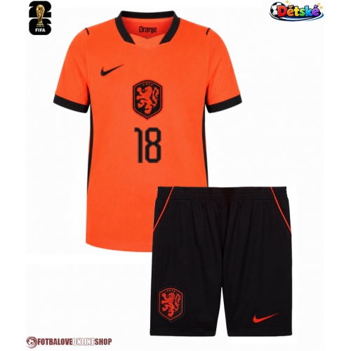 Nizozemsko Donyell Malen #18 Domácí dres komplet pro Děti MS 2026 Krátkým Rukávem (+ Krátké kalhoty)