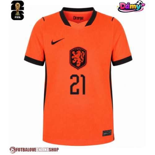 Nizozemsko Frenkie de Jong #21 Domácí Dres pro Dámy MS 2026 Krátkým Rukávem