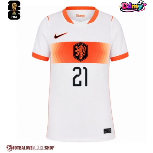 Nizozemsko Frenkie de Jong #21 Venkovní Dres pro Dámy MS 2026 Krátkým Rukávem
