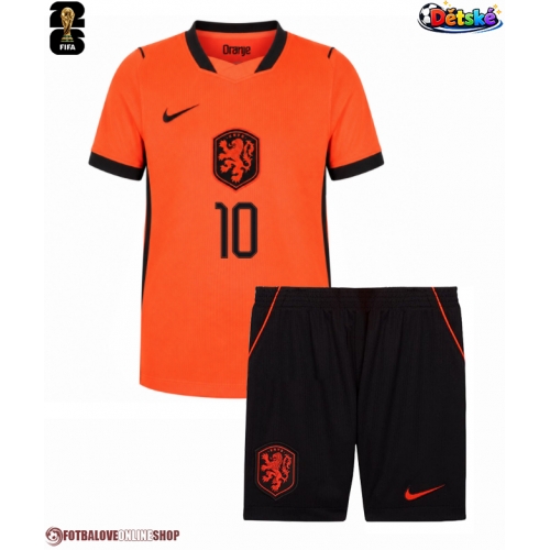 Nizozemsko Memphis Depay #10 Domácí dres komplet pro Děti MS 2026 Krátkým Rukávem (+ Krátké kalhoty)