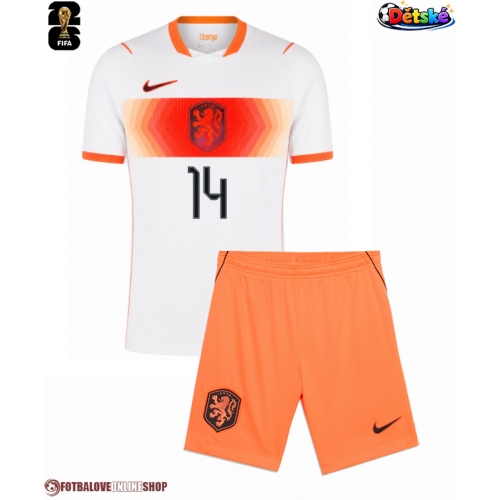 Nizozemsko Tijjani Reijnders #14 Venkovní dres komplet pro Děti MS 2026 Krátkým Rukávem (+ Krátké kalhoty)