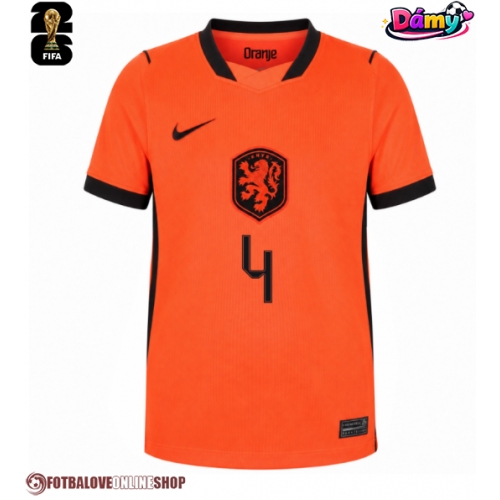 Nizozemsko Virgil van Dijk #4 Domácí Dres pro Dámy MS 2026 Krátkým Rukávem