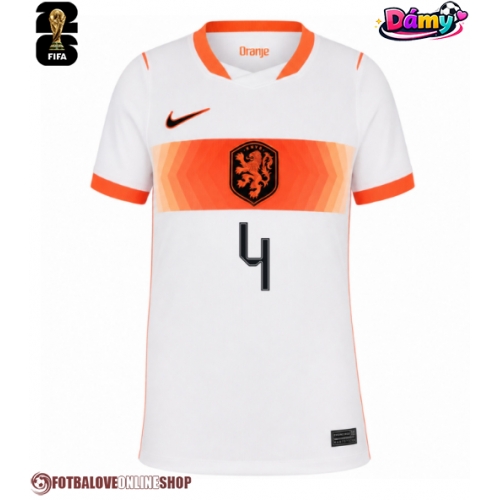 Nizozemsko Virgil van Dijk #4 Venkovní Dres pro Dámy MS 2026 Krátkým Rukávem