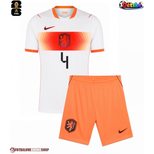 Nizozemsko Virgil van Dijk #4 Venkovní dres komplet pro Děti MS 2026 Krátkým Rukávem (+ Krátké kalhoty)