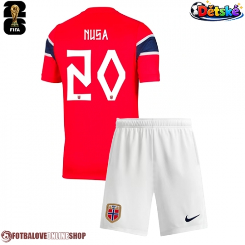 Norsko Antonio Nusa #20 Domácí dres komplet pro Děti MS 2026 Krátkým Rukávem (+ Krátké kalhoty)