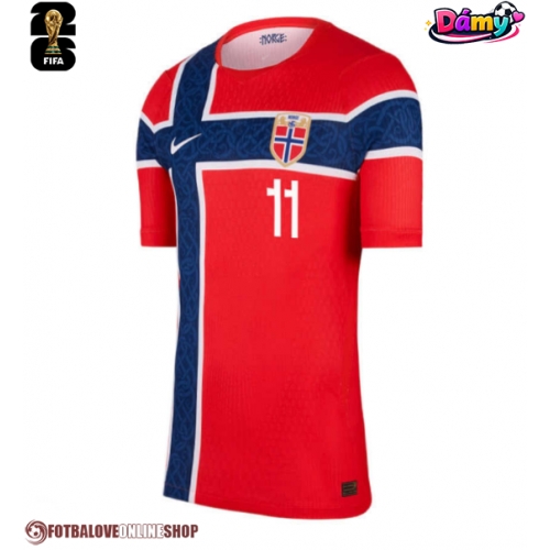 Norsko Jorgen Strand Larsen #11 Domácí Dres pro Dámy MS 2026 Krátkým Rukávem