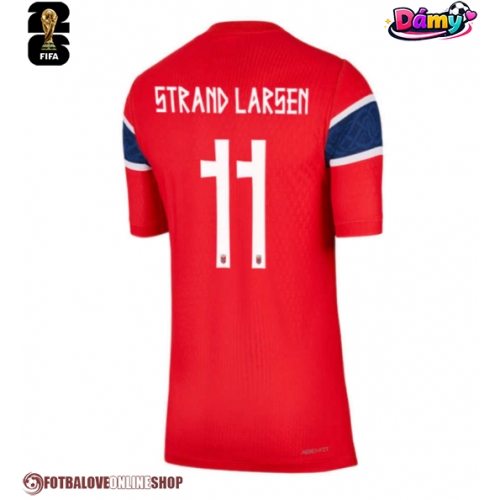 Norsko Jorgen Strand Larsen #11 Domácí Dres pro Dámy MS 2026 Krátkým Rukávem