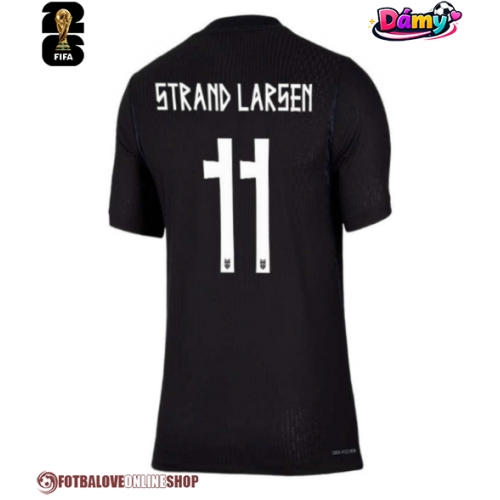 Norsko Jorgen Strand Larsen #11 Venkovní Dres pro Dámy MS 2026 Krátkým Rukávem