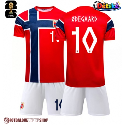 Norsko Martin Odegaard #10 Domácí dres komplet pro Děti MS 2026 Krátkým Rukávem (+ Krátké kalhoty)