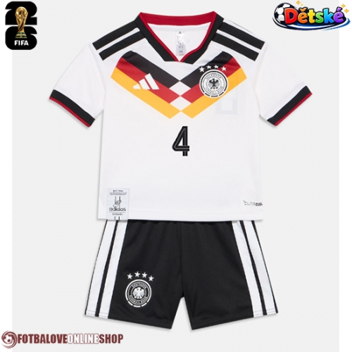 Německo Jonathan Tah #4 Domácí dres komplet pro Děti MS 2026 Krátkým Rukávem (+ Krátké kalhoty)