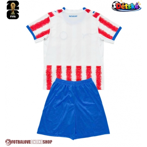 Paraguay Domácí dres komplet pro Děti MS 2026 Krátkým Rukávem (+ Krátké kalhoty)